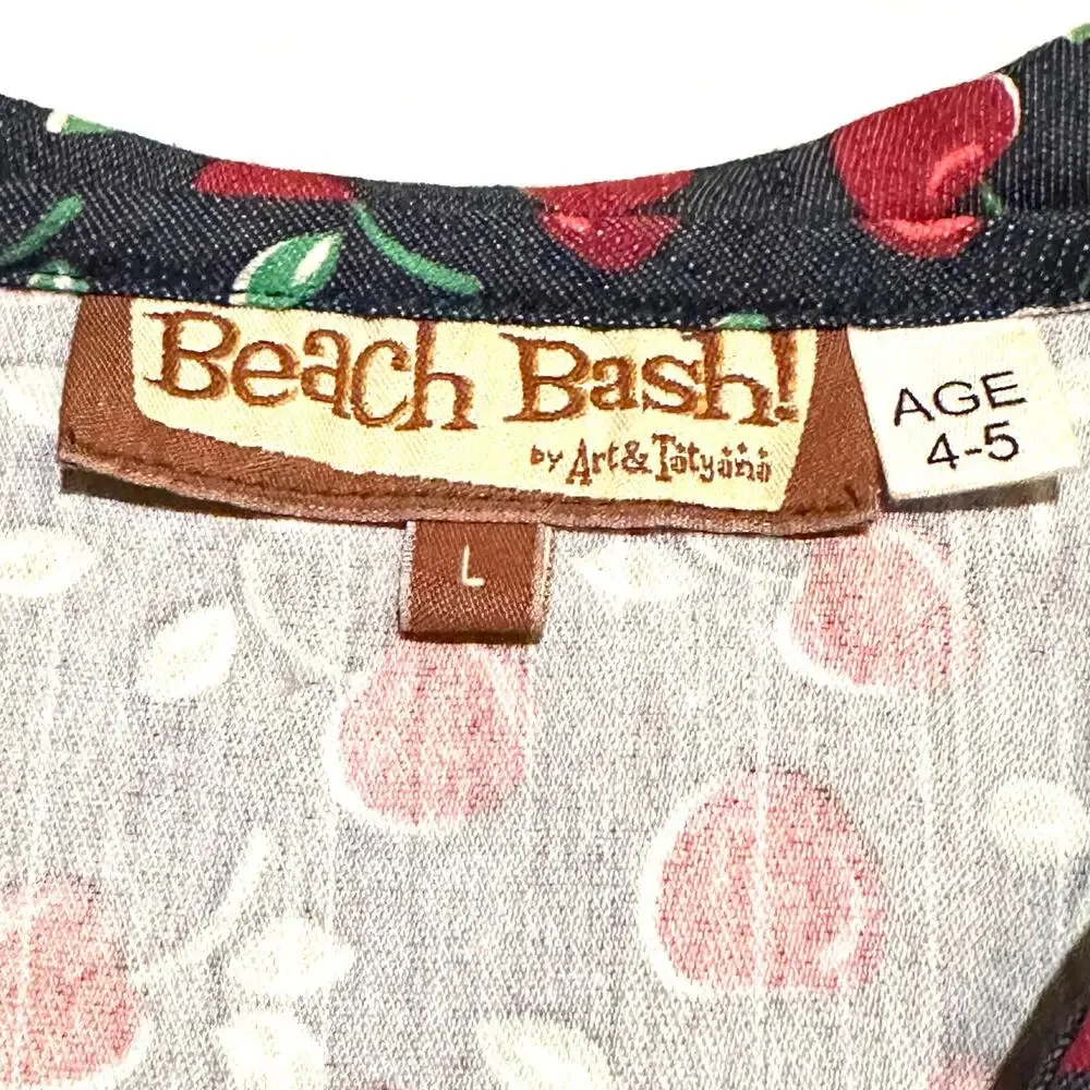 Beach Bash! By Art & Tatyana Cherry Print Sailor Dress Girls Age 4-5